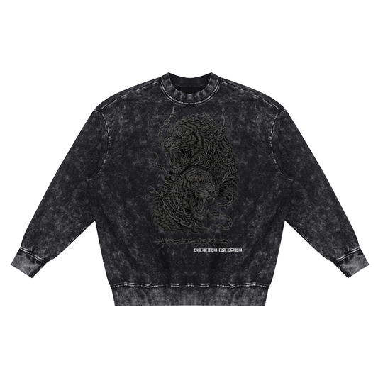 Snow Washed Hand-Frayed Sweatshirt – Twin Tigers Edition